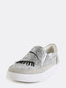 Embroidered Glitter Slip On Sneakers SILVER