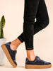 Blue Grey Faux Suede Lace Up Rubber Sole Low Top Sneakers