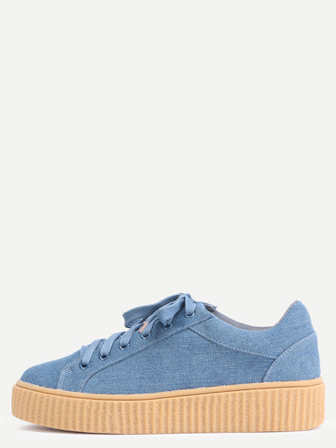 Cruhed Velvet Platform Sneakers DARKDENIM