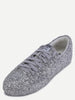 Silver Sequin Leather Low Top Sneakers