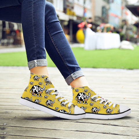 High Top 3D Funny Cows Printing Casual Shoe